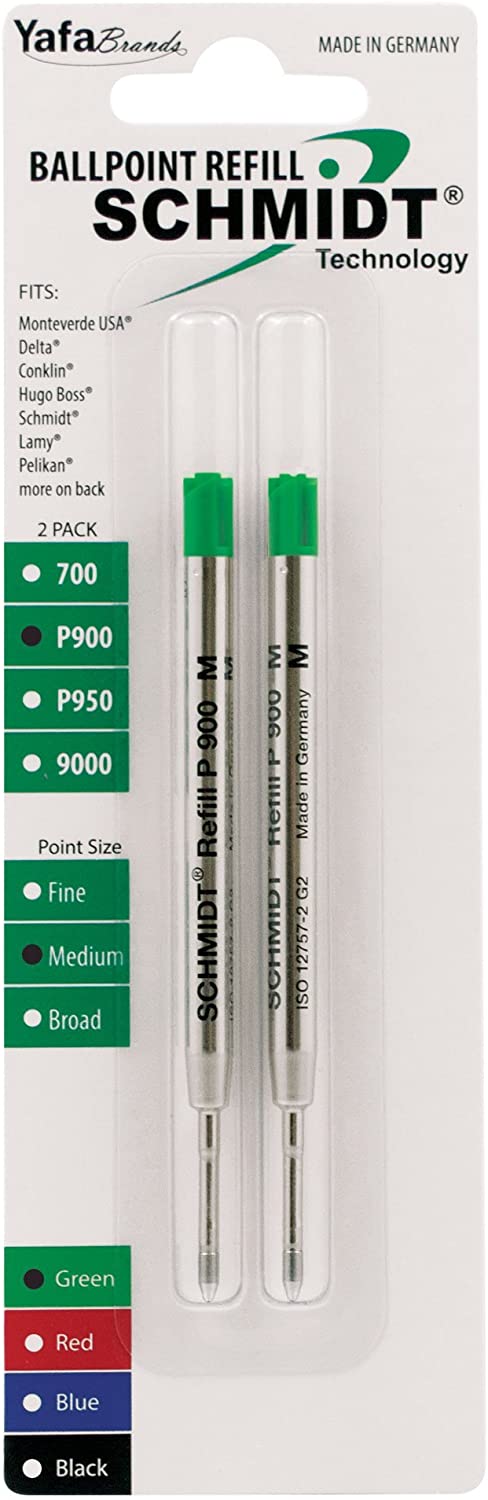 Schmidt Standard P900 Ballpoint Pen Refill - Metal Tube - 2 Pack#color_green