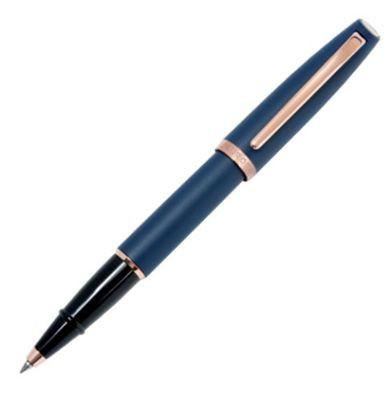 Aurora Style Rose Gold Blue Matte Rollerball Pen | E60PB | Pen Place