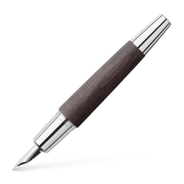 Faber-Castell Emotion Wood and Polished Chrome Black Fountain Pen | 148220 | Pen Place