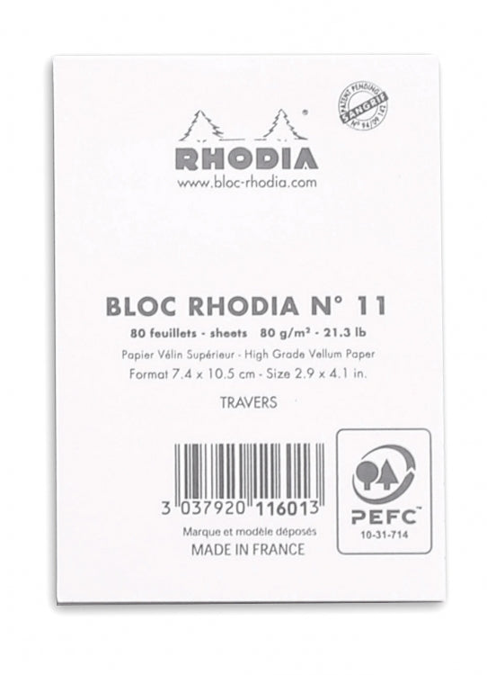 Rhodia Ice No. 11 Pocket Notepad - Ice White, Lined