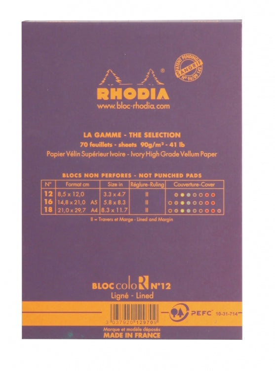 Rhodia ColoR No. 12 Passport Notepad - Violet, Lined