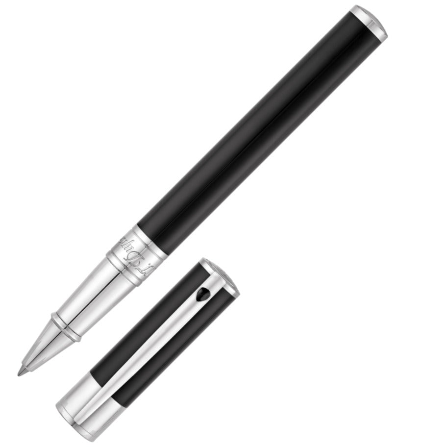 ST Dupont D-Initial Black & Chrome Rollerball Pen | 262200 | Pen Place