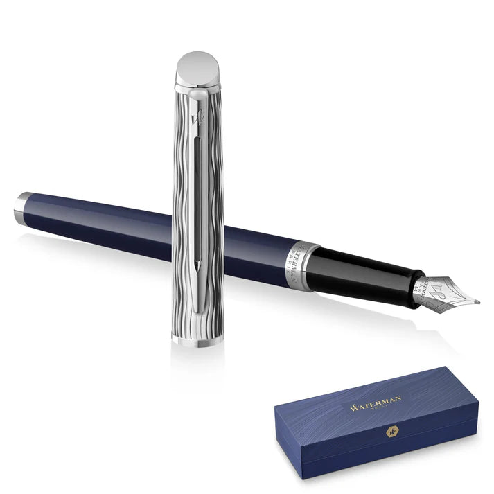 Waterman Hémisphère 2022 Special Edition Deluxe Blue Chrome Trim Fountain Pen Medium Nib