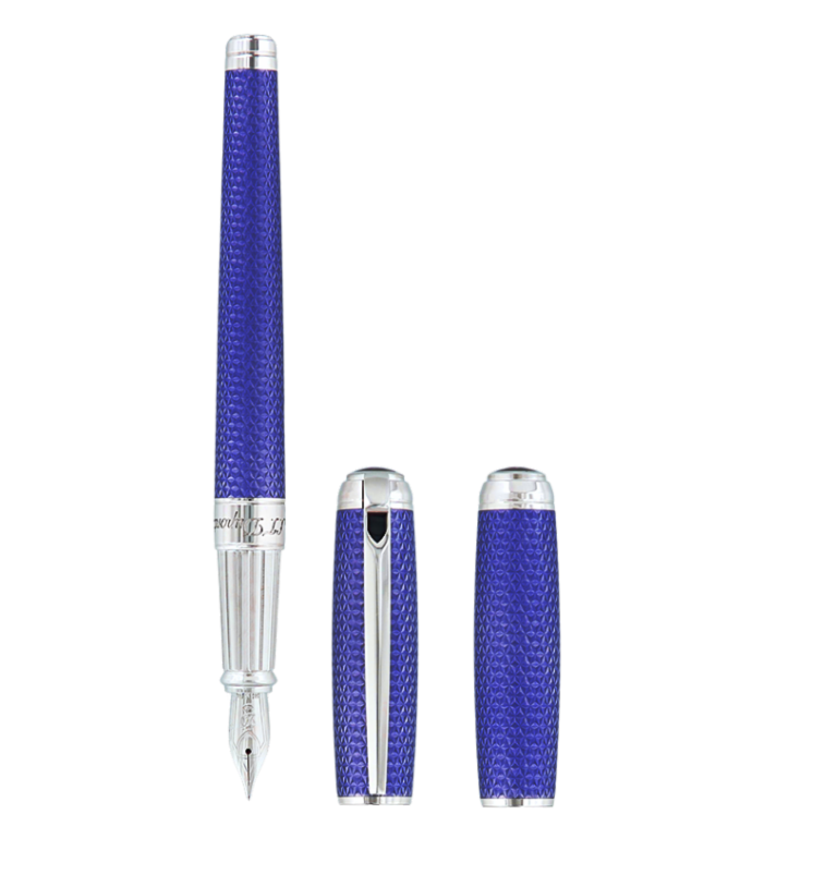 ST Dupont Velvet Firehead Guilloche Ocean Blue Fountain Pen