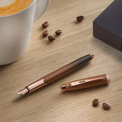 Sheaffer 100 9374 Coffee Edition Matt Brown Fountain Pen with Regal Brown PVD Trims