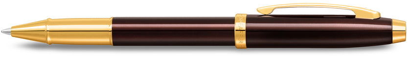 Sheaffer 100 Coffee Brown lacquer with PVD gold trim Rollerball Pen