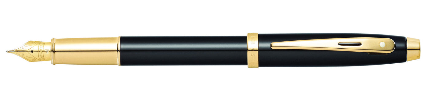 Sheaffer 100 Glossy Black and Gold Trim Fountain Pen