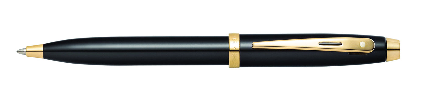 Sheaffer 100 Glossy Black Lacquer and Gold Trim Ballpoint Pen