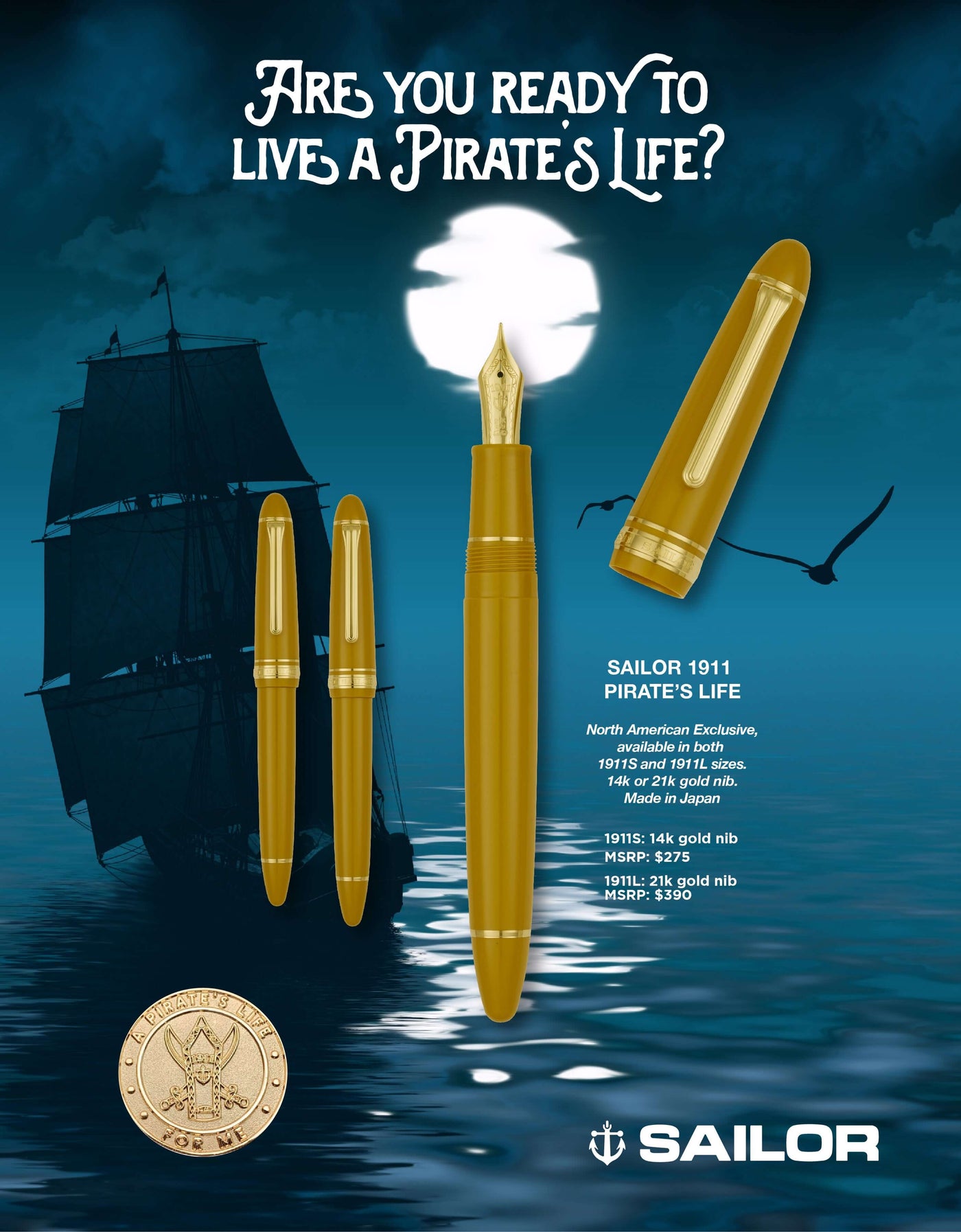 Sailor 1911 Standard Pirate's Life Fountain Pen | 11-9599-170 | Pen Place