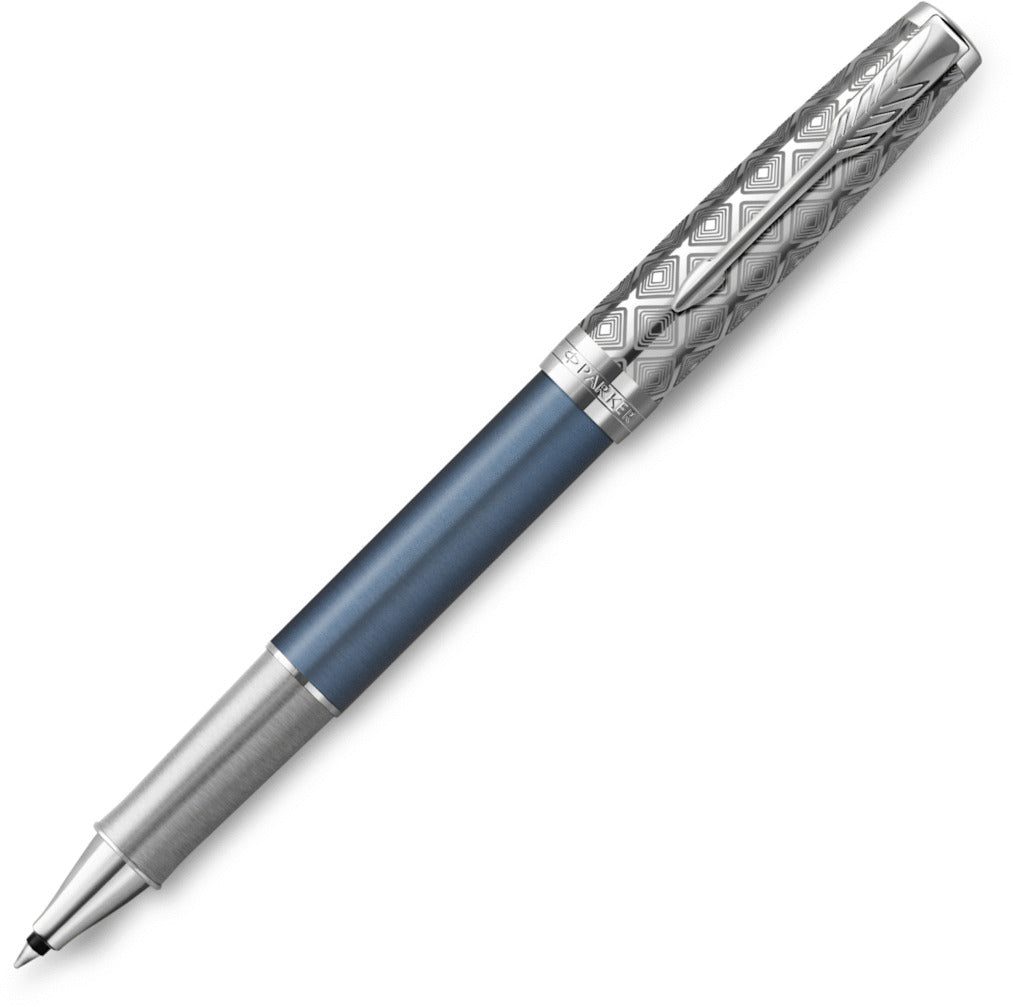 Parker Sonnet Premium Metal & Blue Rollerball Pen | Pen Store | Pen Place