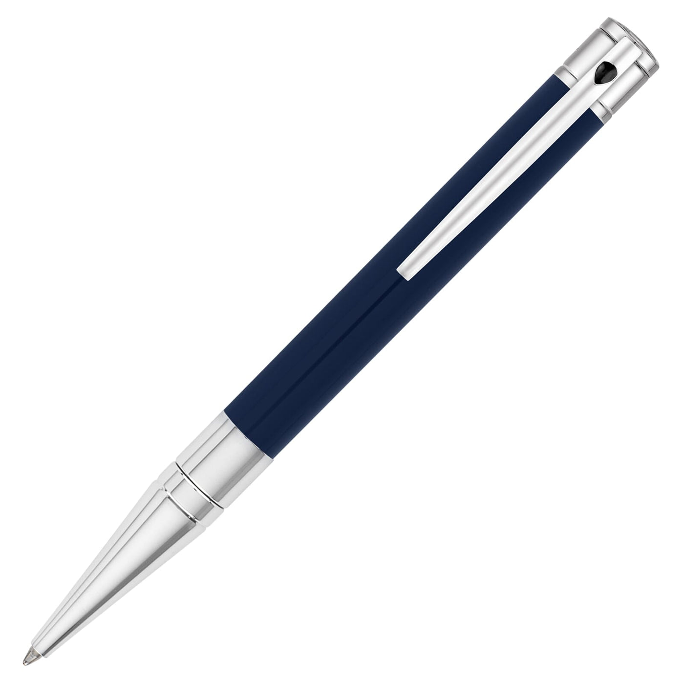 ST Dupont D-Initial Blue & Chrome Ballpoint Pen |  Pen Place