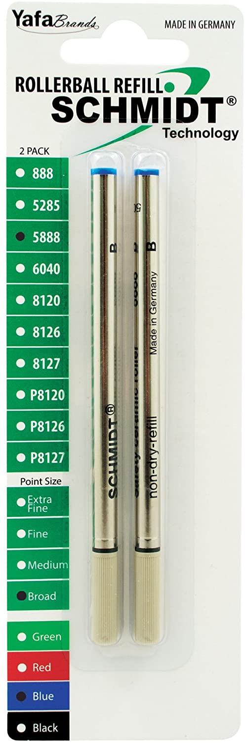 Schmidt 5888 Safety Ceramic Rollerball Pen Refill - Metal Tube - 2 Pack#color_blue