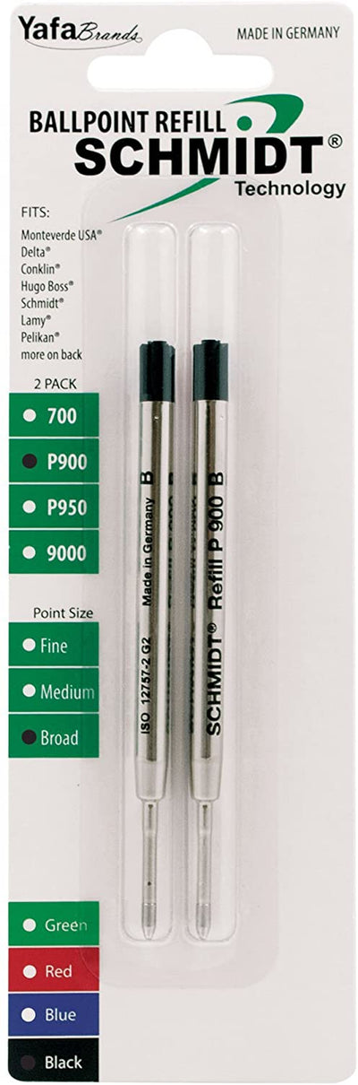 Schmidt Standard P900 Ballpoint Pen Refill - Metal Tube - 2 Pack#color_black