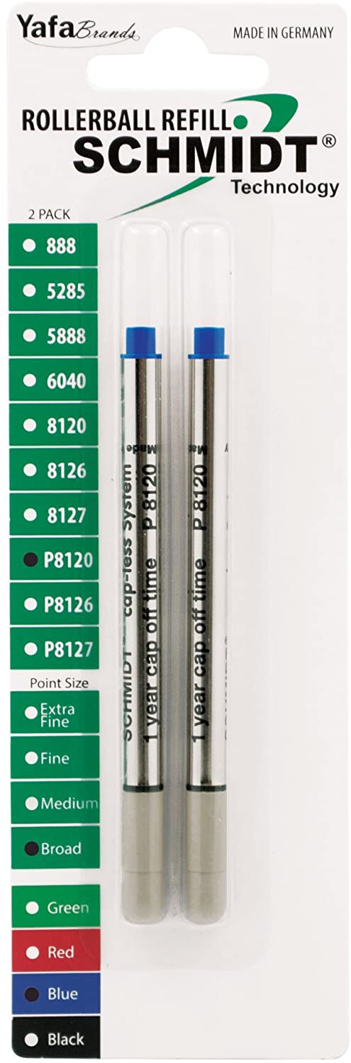 Schmidt Short Capless Rollerball Pen Refill - Metal Tube - 2 Pack#color_blue