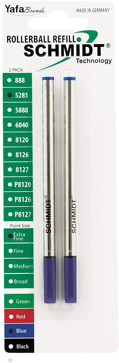 Schmidt 5285 Needle Point Rollerball Pen Refill - Metal Tube - 2 Pack#color_blue