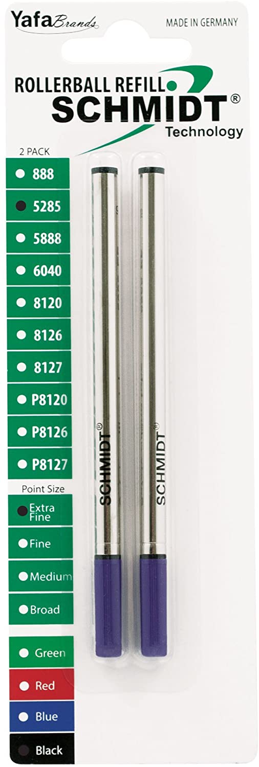 Schmidt 5285 Needle Point Rollerball Pen Refill - Metal Tube - 2 Pack#color_black