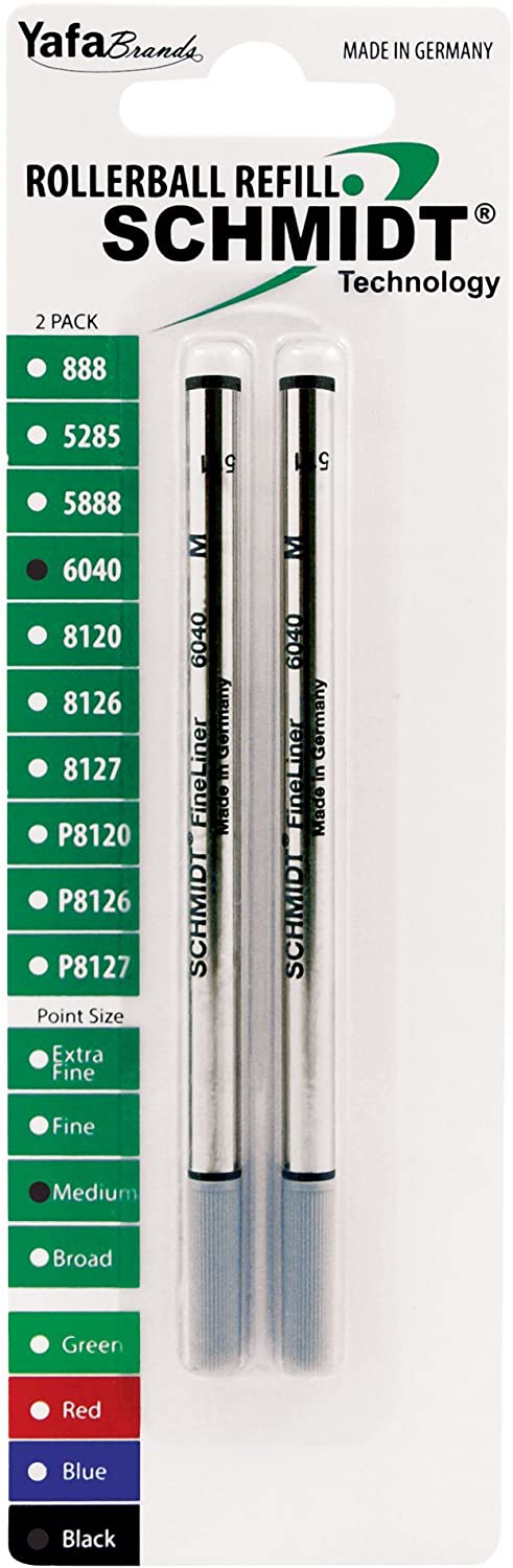 Schmidt 6040 Fineliner Rollerball Pen Refill - Metal Tube - 2 Pack#color_black