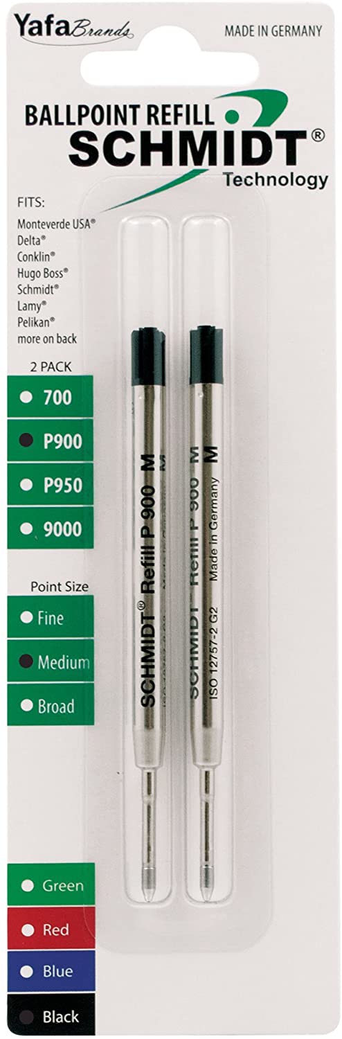 Schmidt Standard P900 Ballpoint Pen Refill - Metal Tube - 2 Pack#color_black