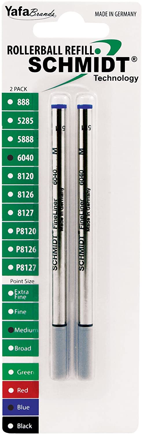 Schmidt 6040 Fineliner Rollerball Pen Refill - Metal Tube - 2 Pack#color_blue