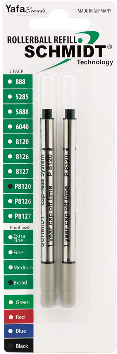 Schmidt Short Capless Rollerball Pen Refill - Metal Tube - 2 Pack#color_black
