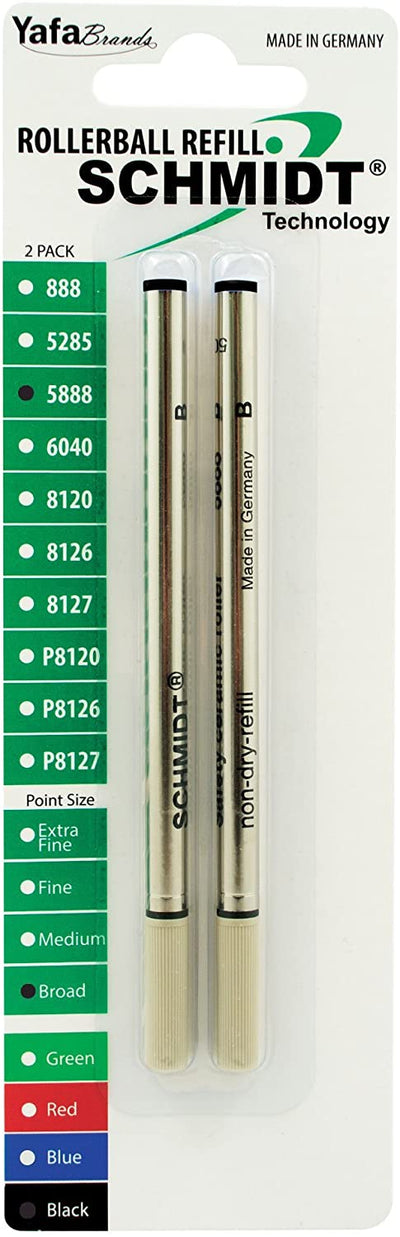 Schmidt 5888 Safety Ceramic Rollerball Pen Refill - Metal Tube - 2 Pack#color_black