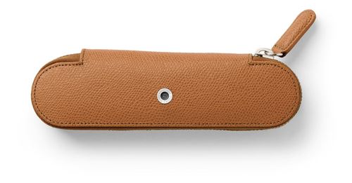 Graf von Faber-Castell Leather Standard case for 2 pens with zipper Epsom, Cognac | 118897 | Pen Place
