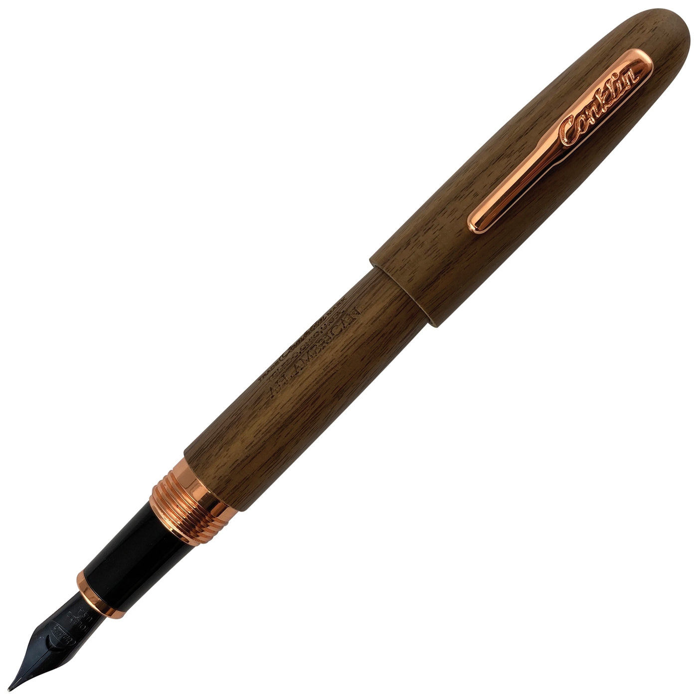 Conklin All American Golden Walnut Rosegold Wood Fountain Pen | Pen Store | Pen Place