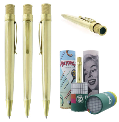 Retro 1951 Tornado Metalsmith Raw Brass Rollerball Pen