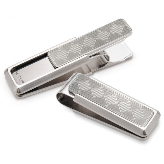 M-Clip Stainless Brushed With Etched Herringbone Money Clip | SS-BSS-ESHB | Pen Place