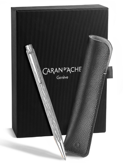 Caran d'Ache Ecridor Venetian Set Palladium Ballpoint Pen and Leather Case - Limited Edition