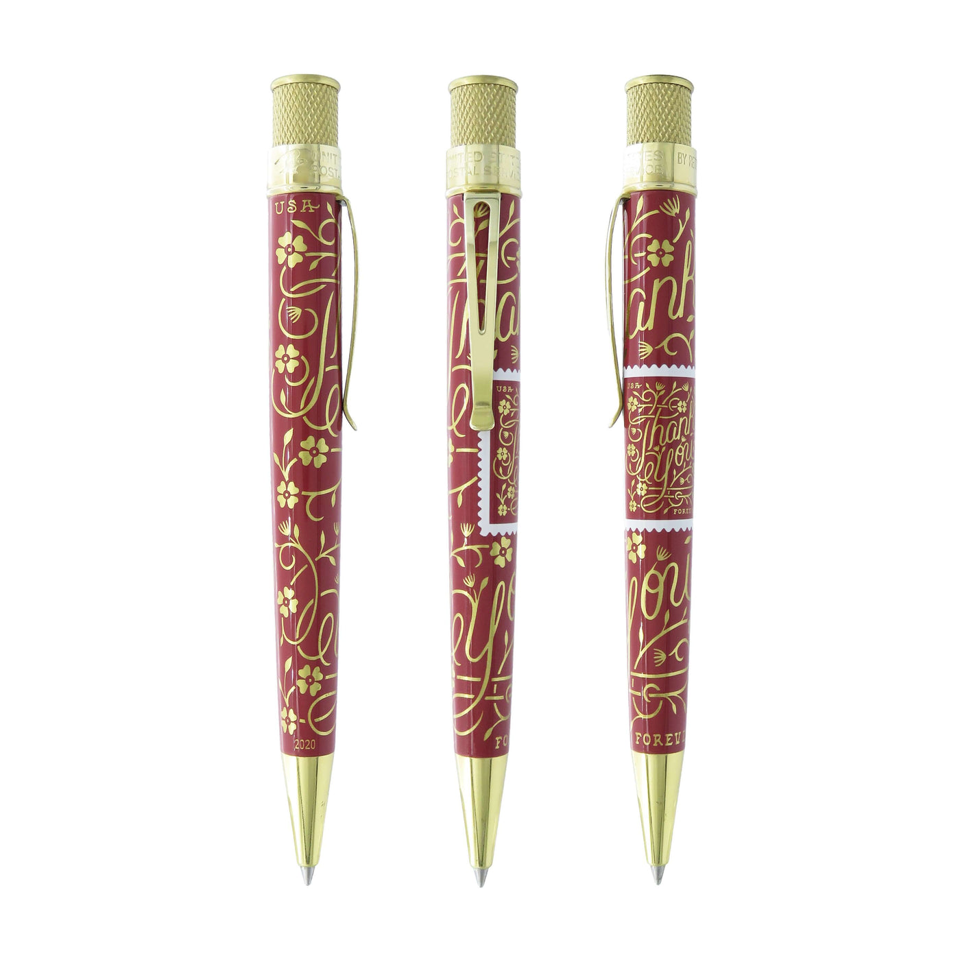 Retro 1951 Tornado U.S. Postal Service Thank You Soft Maroon Rollerball Pen