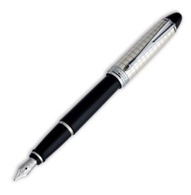 Aurora Ipsilon Quadra Sterling Silver Black Fountain Pen | B14CQN | Pen Place