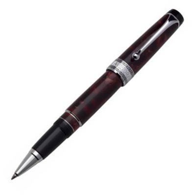 Aurora Optima Auroloide Silver Burgundy Rollerball Pen | 975/CXA | Pen Place