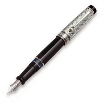 Aurora Optima Riflessi Sterling Cap/Black Fountain Pen | G11CN | Pen Place