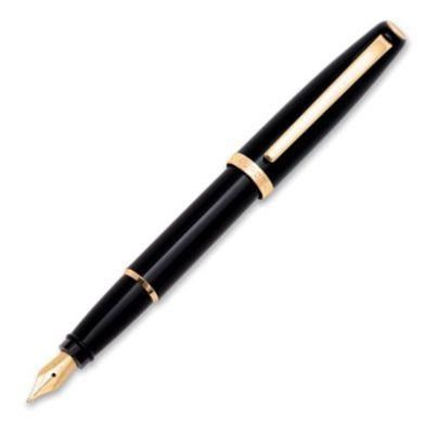 Aurora Style Resin Black Gold Fountain Pen | E12DN | Pen Place