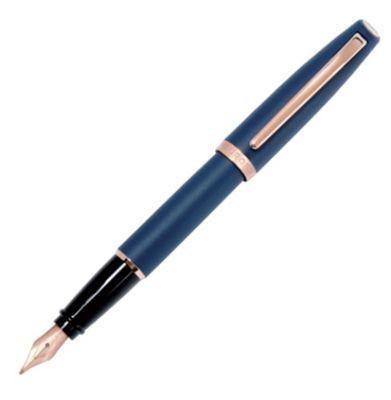Aurora Style Rose Gold Blue Matte Fountain Pen | E20PB | Pen Place
