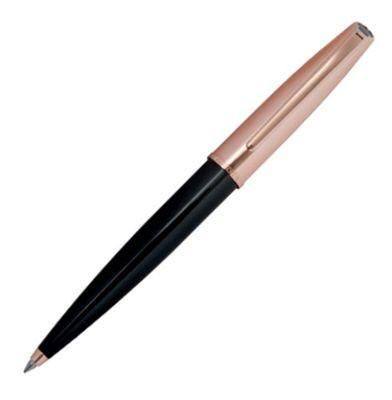 Aurora Style Rose Gold Cap Black Matte Ballpoint Pen | E35LP | Pen Place