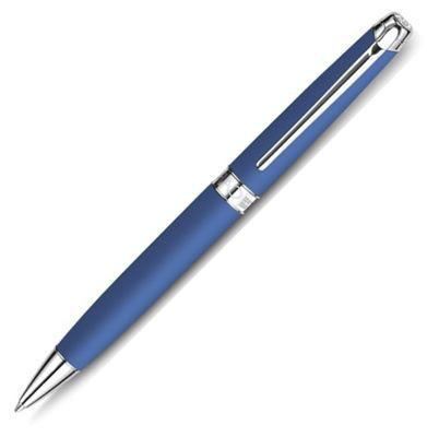 Caran d'Ache Leman Matte Blue Silver Ballpoint Pen | 4789.449 | Pen Place