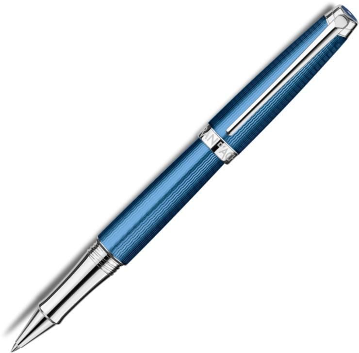 Caran d'Ache Leman Silver Plated Rhodium Coated Grand Bleu Rollerball Pen | 4779.168 | Pen Place