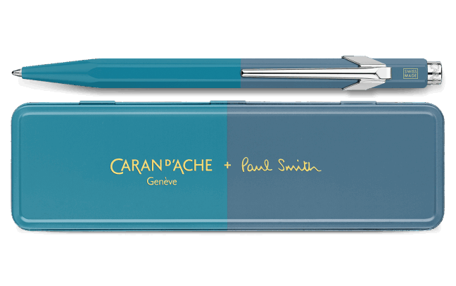 Caran d'Ache 849 Paul Smith Cyan Blue and Steel Blue Ballpoint Pen