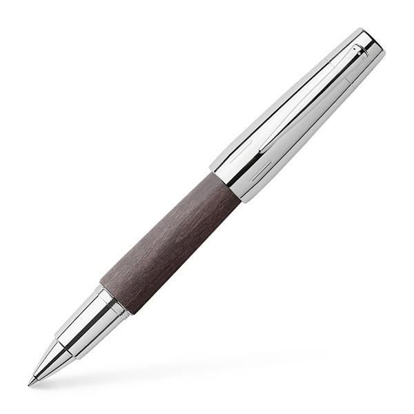 Faber-Castell Emotion Wood and Polished Chrome Black Rollerball Pen | 148225 | Pen Place