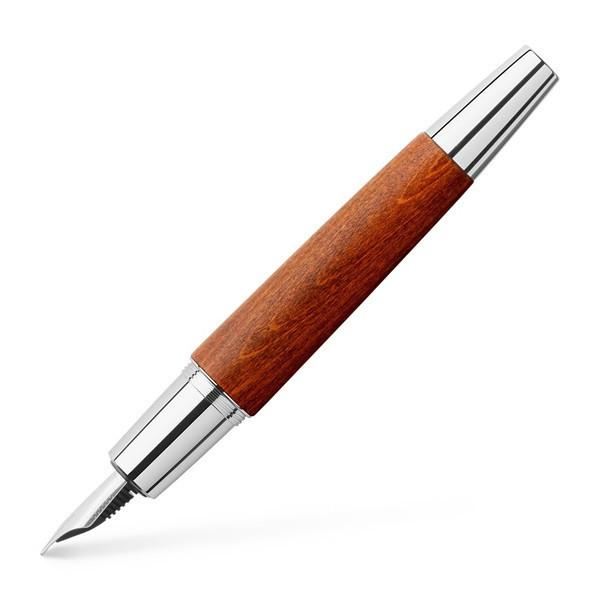 Faber-Castell Emotion Wood and Polished Chrome Brown Fountain Pen | 148200 | Pen Place