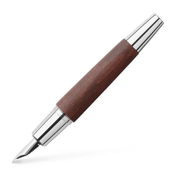 Faber-Castell Emotion Wood and Polished Chrome Dark Brown Fountain Pen | 148210 | Pen Place