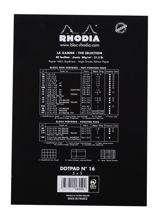 Rhodia No. 16 A5 Notepad - Black, Dotpad