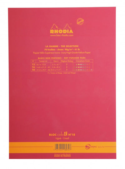 Rhodia ColoR No. 18 A4 Notepad - Raspberry, Lined