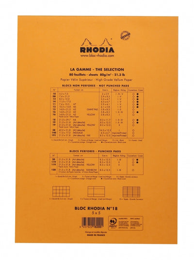 Rhodia No. 18 A4 Notepad - Orange, Graph