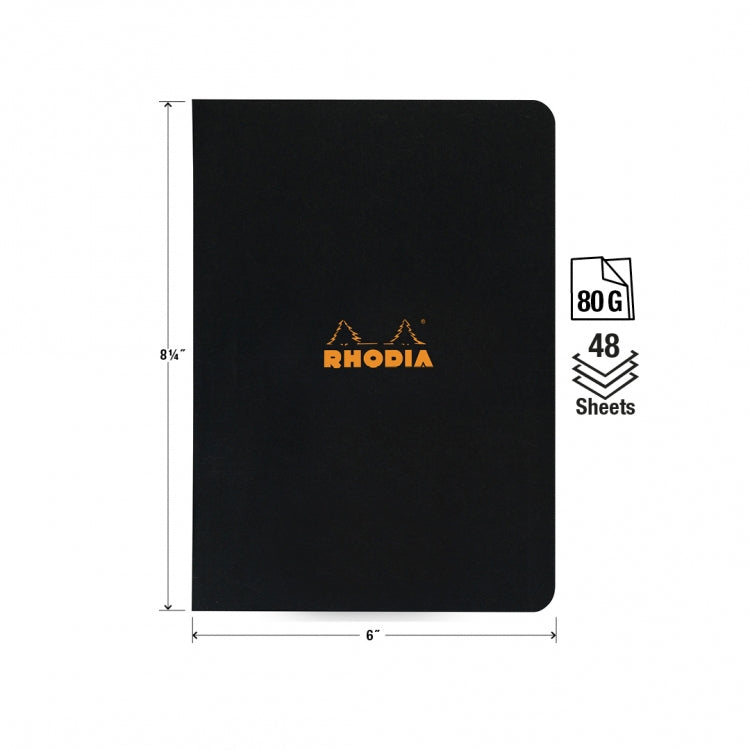 Rhodia A5 Side Staple Notebook - Black, Lined