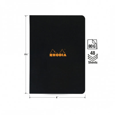 Rhodia A5 Side Staple Notebook - Black, Lined