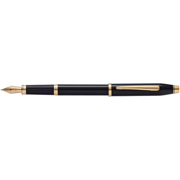 Cross Century II Black Lacquer/23Kt Gold Plate Fountain Pen