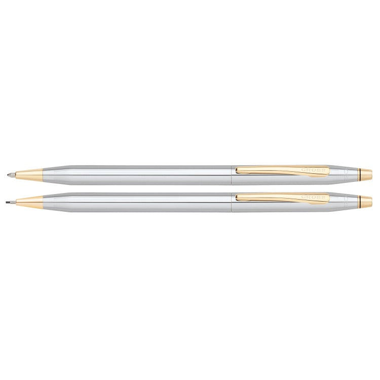 Cross Classic Century Medalist Chrome 23Kt Gold Plated Ballpoint Pen and 0.7mm Pencil Set